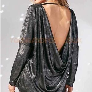 UO Cowl back shimmer top NWT